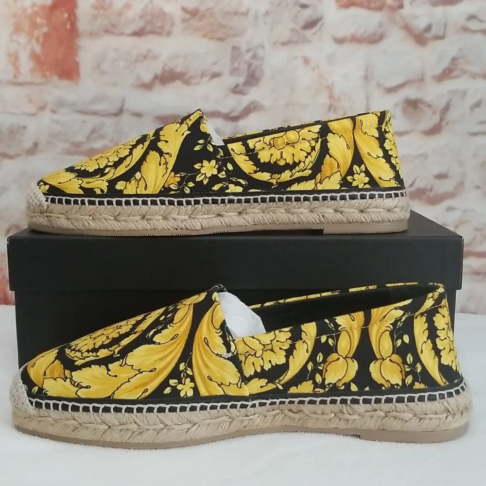 New Versace Barocco-Print Canvas Espadrilles - Picture 4 of 10